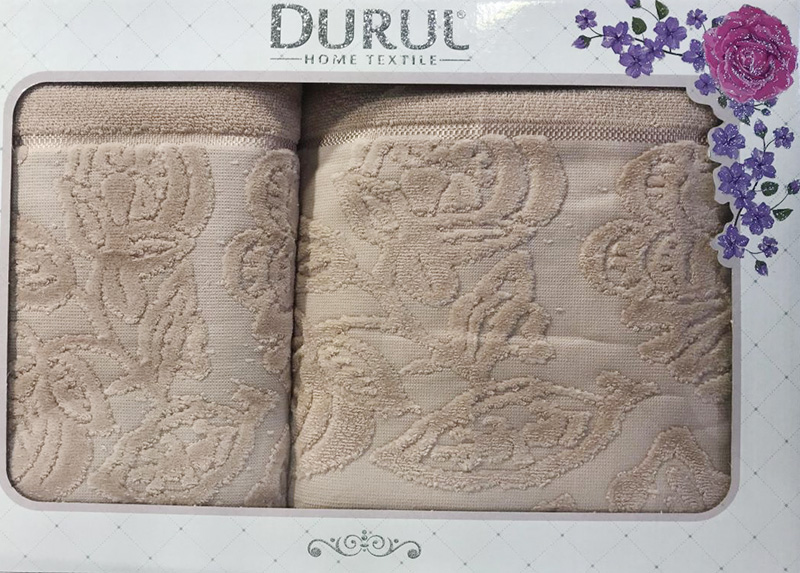 Набір 2 махрових рушника Durul Padishah (50х90 та 70х140см) бежеві
