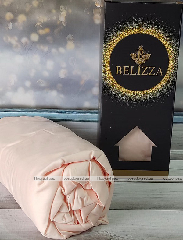 Сатинове простирадло на резинці 160х200см та 2 наволочки 50х70см, Belizza "Silk Peach"