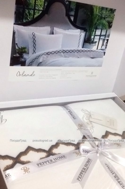 Комплект постільної білизни Pepper Home Orlando Siyah (євро) сатин