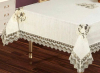 Скатертина Isadora Asel 160х220см з мереживами і декоративним камінням, біла