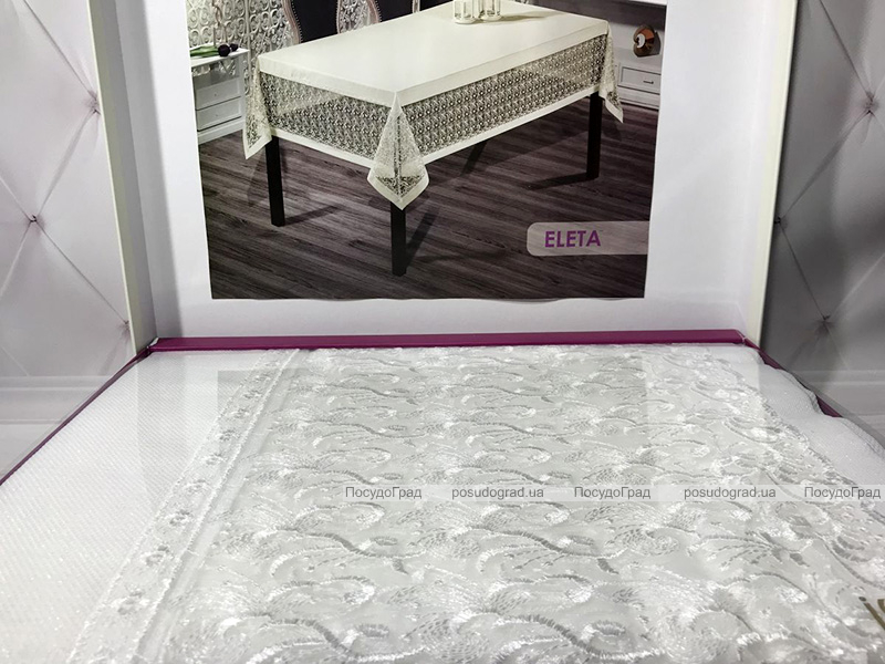 Скатертина Isadora Elete 160х220см з мереживами, біла