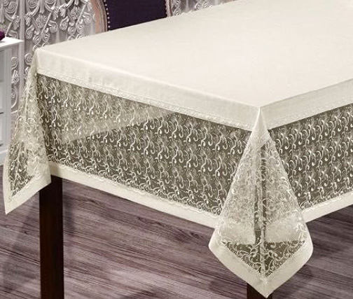 Скатерть Isadora Elete 160х220см с кружевами, белая