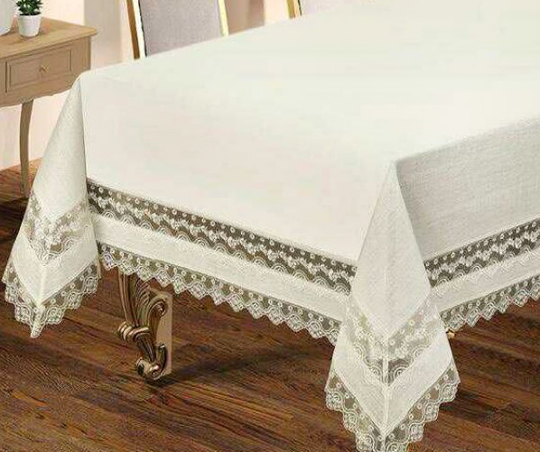 Скатерть Isadora Yursa 160х220см с кружевами, белая