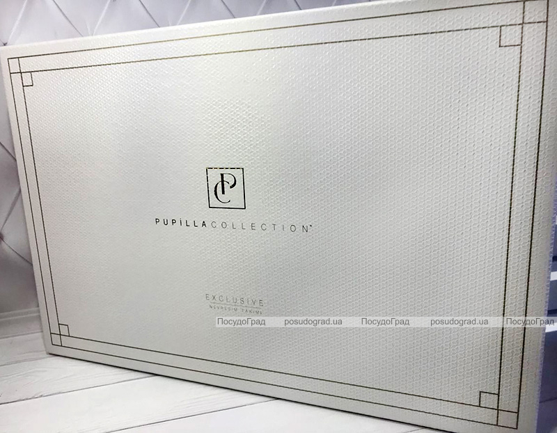 Комплект постільної білизни Pupilla Clasic Lactic Євро (4 наволочки), сатин з 3D вишивкою