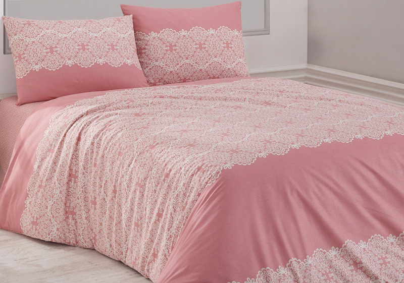 Комплект постільної білизни Marie Claire Pink Lace Євро, ранфорс