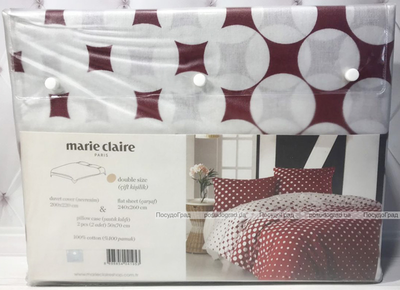Комплект постільної білизни Marie Claire Peas Red Євро, ранфорс