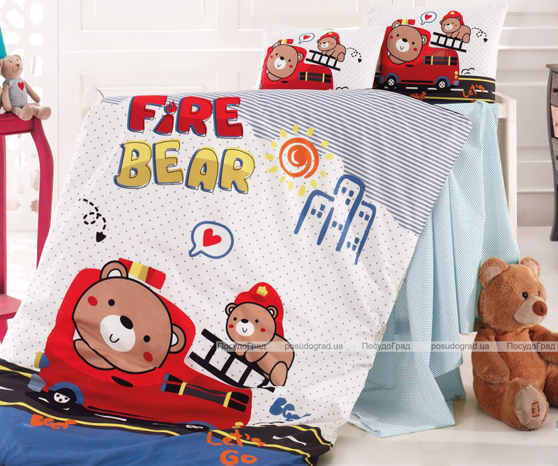 Комплект дитячої постільної білизни Nazenin Fire Bear у ліжечко, бавовна