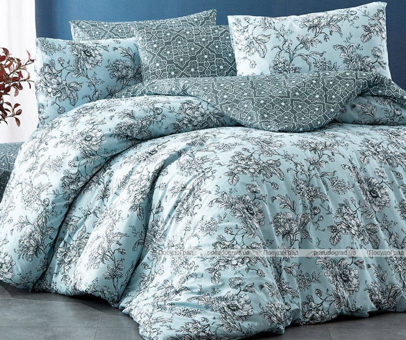 Комплект постільної білизни Nazenin Estelita Mint (євро), ранфорс