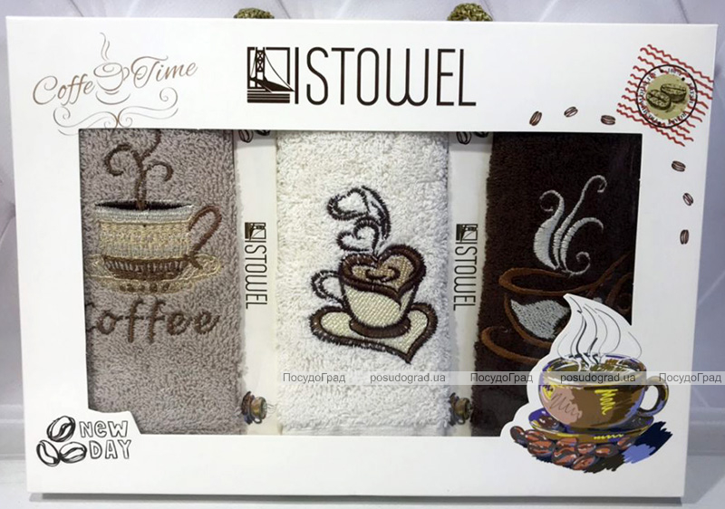 Набір 3 кухонних рушника First Towel "Coffee" 30х50см махрові