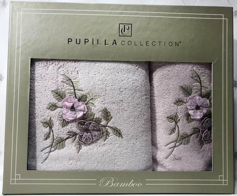 Набір рушників Pupilla Cicek Bambuk, лицьовий 50х90см і банний 70х140см, бузковий