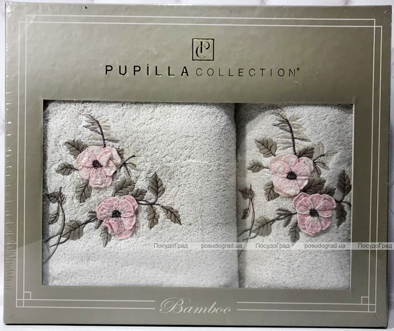 Набір рушників Pupilla Cicek Bambuk, лицьовий 50х90см і банний 70х140см, молочний