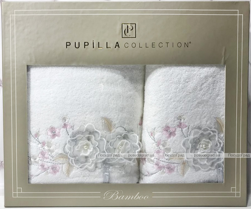 Набір рушників Pupilla Roselinda Bambuk лицьовий 50х90см і банний 70х140см, білий