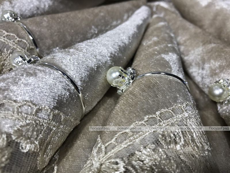 Набір для сервірування Gelin Home Zara Bej скатертина 160х220см, доріжка, серветки і кільця (велюр)