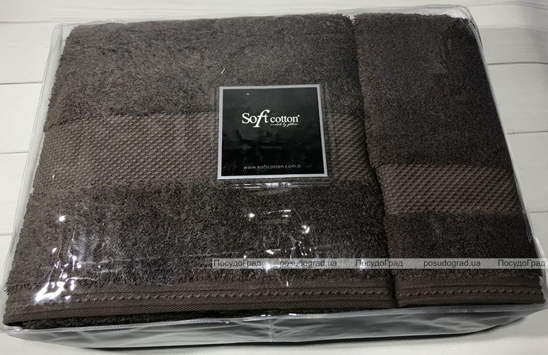 Набор 3 полотенца Soft Cotton Deluxe Kahve, махра