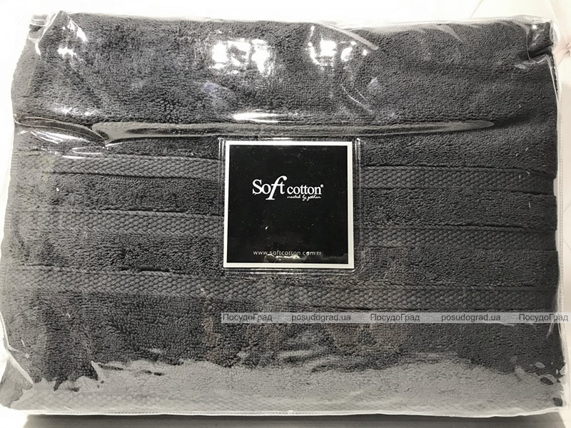 Набір 2 рушники Soft Cotton Boheme Antrasit лицьовий 50х100см та банний 85х150см, махра