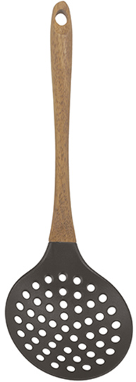 Шумовка силіконова Bergner San Ignacio Green 33x10.6см з дерев'яною ручкою, сірий