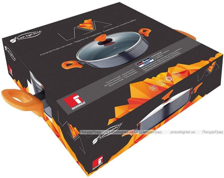 Сотейник Bergner San Ignacio Lava 28x7.5см з кришкою, з антипригарним покриттям
