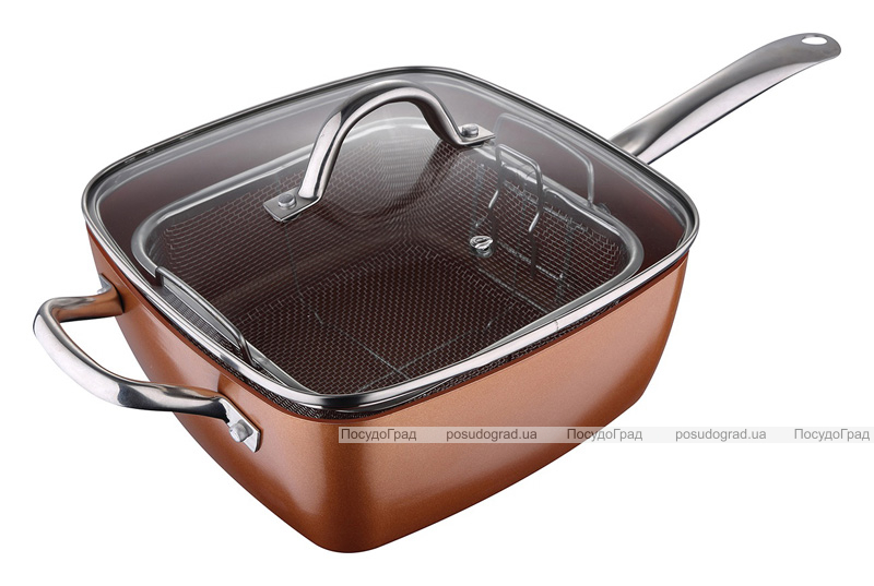 Сотейник-фритюрниця Bergner San Ignacio 24х24х9.5см з кришкою, сотейник