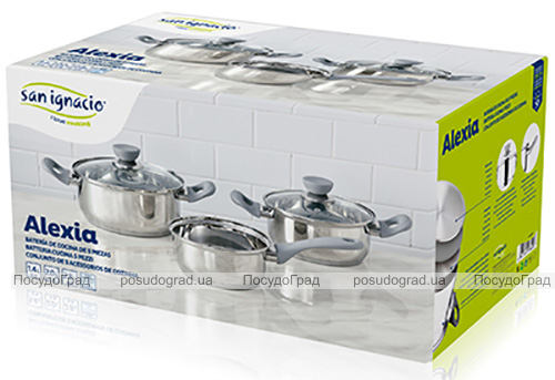 Набір 2 каструлі та ківш Bergner San Ignacio Alexia 1.4л, 2л, 2.8л з нержавіючої сталі