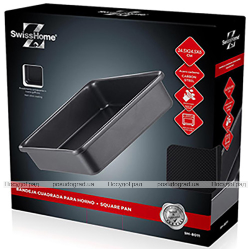 Форма для випічки Bergner Swissbake 24.5x24.5х6см квадратна, сірий