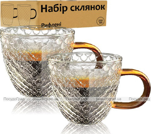Набор 4 чашки "Waffle" 250мл стеклянные