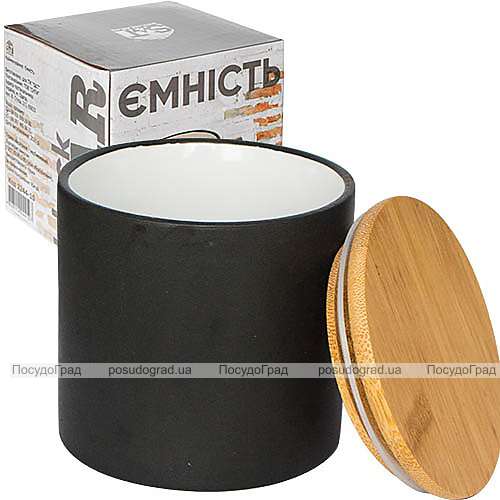 Банка "Black" для сипучих продуктів, чорна кераміка