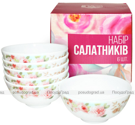 Набір 6 салатників "Версаль Троянди" Ø11.5см, склокераміка