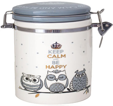 Банка керамічна Be Happy "Совушки» 500мл, кришка з засувкою