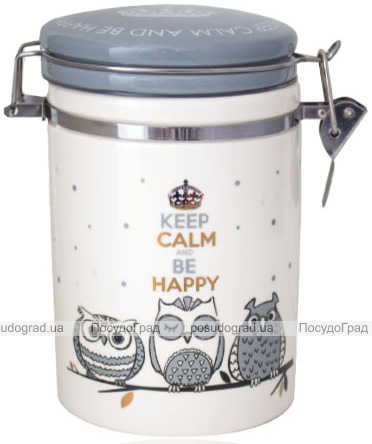 Банка керамическая Be Happy «Совушки» 0.9 л, крышка с защелкой