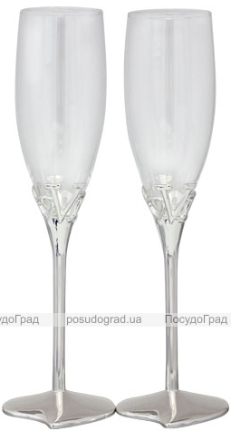 Набір 2 фужера Wedding Love для шампанського 220мл, скло + метал