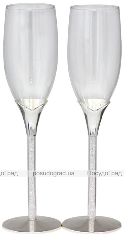 Набір 2 фужера Wedding Crystal для шампанського 220мл, скло + метал