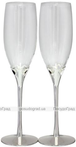 Набір 2 фужера Wedding Hearts для шампанського 220мл, скло + метал