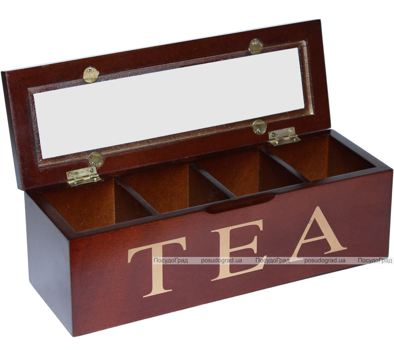 Коробка-шкатулка для чая TEA 4-х секционная 26.5x9x9см