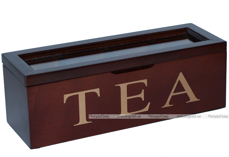 Коробка-шкатулка для чая TEA 4-х секционная 26.5x9x9см