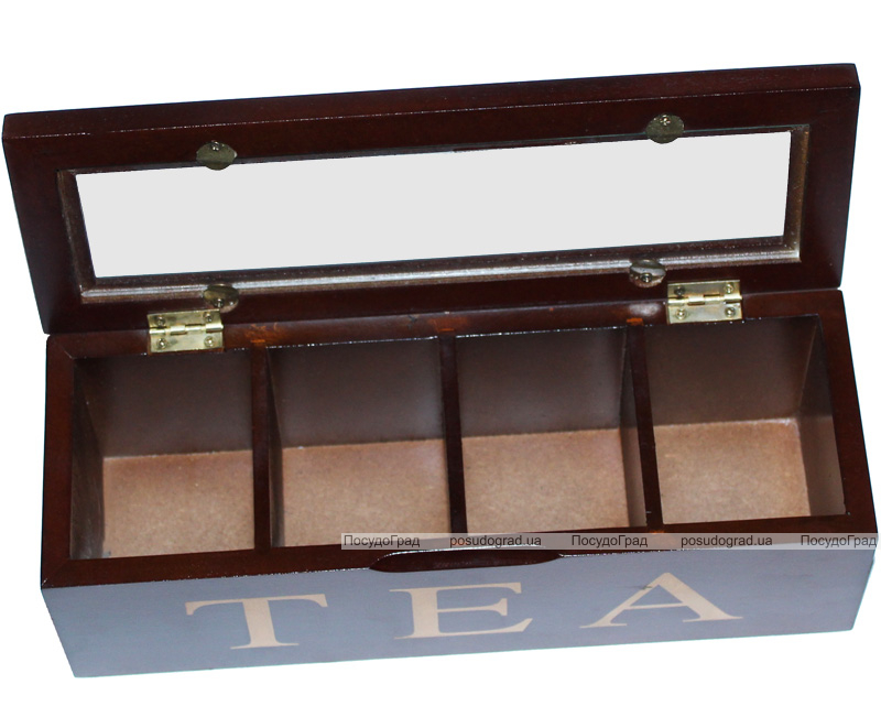 Коробка-шкатулка для чая TEA 4-х секционная 26.5x9x9см