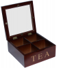 Коробка-шкатулка для чая TEA 4-х секционная 18x18x8см