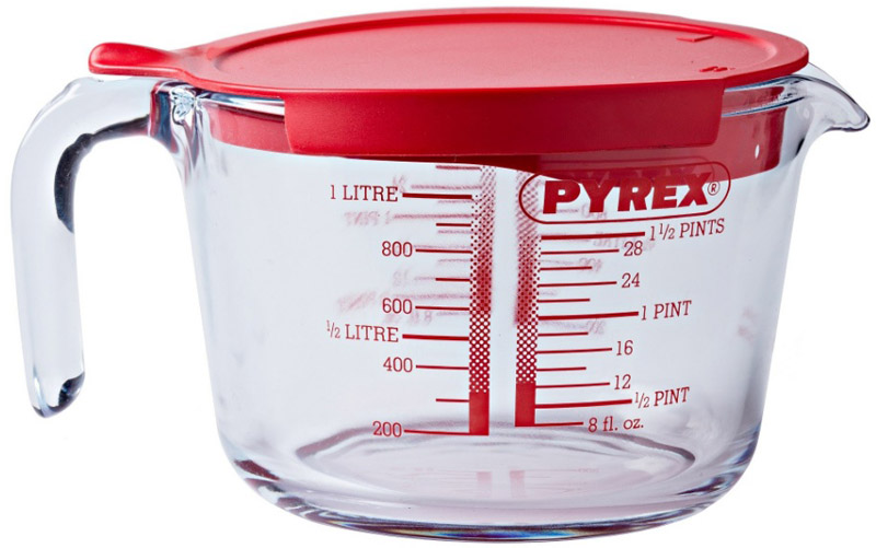 Мірна кружка Pyrex Classic з кришкою 1000мл скляна