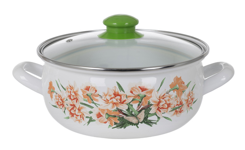 Каструля емальована Savasan "Гвоздика" 2.6л, низька