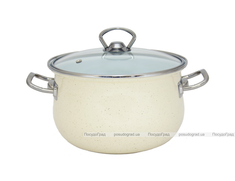 Каструля емальована Infinity "Beige Granite" 2.1л з індукційним дном