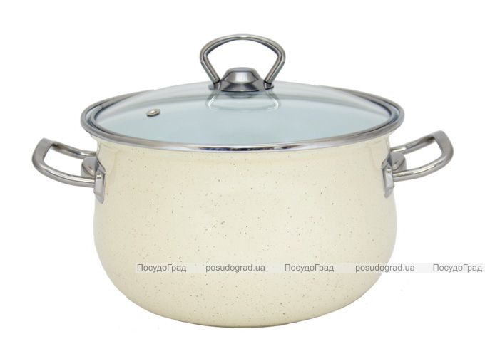 Каструля емальована Infinity "Beige Granite" 3.7л з індукційним дном