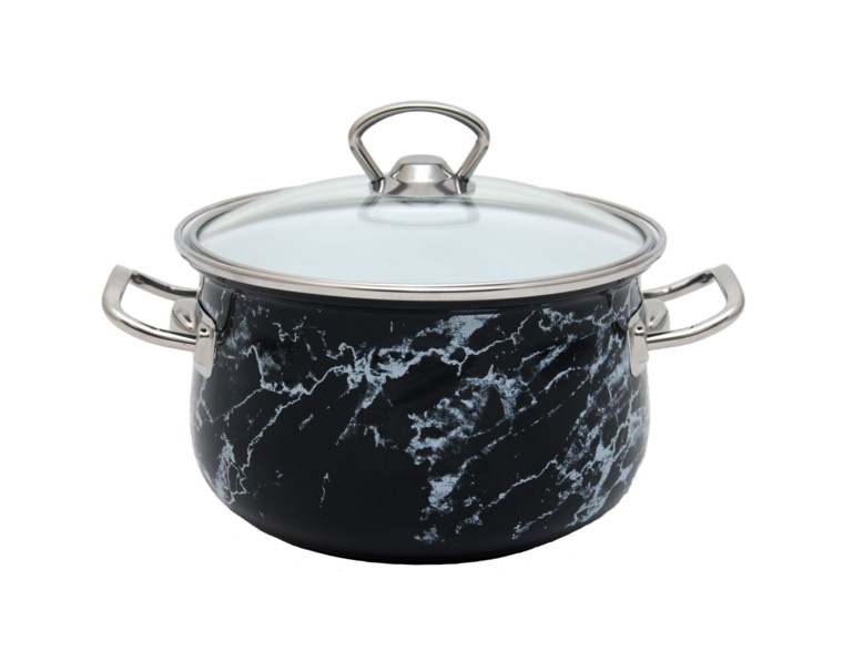 Каструля емальована Infinity "Black Marble" 2.1л, індукційна