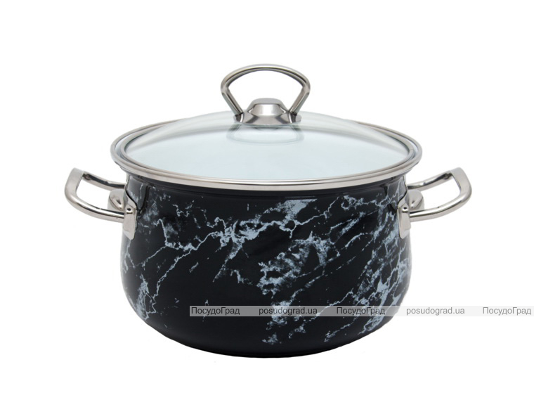 Каструля емальована Infinity "Black Marble" 2.1л, індукційна