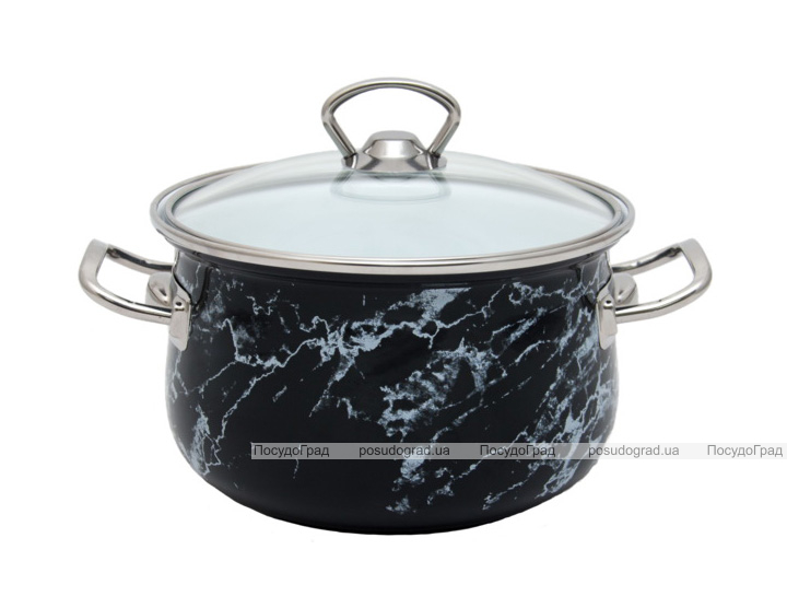 Каструля емальована Infinity "Black Marble" 2.9л, індукційна
