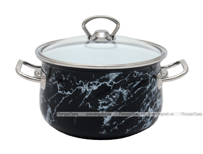 Каструля емальована Infinity "Black Marble" 3.7л, індукційна