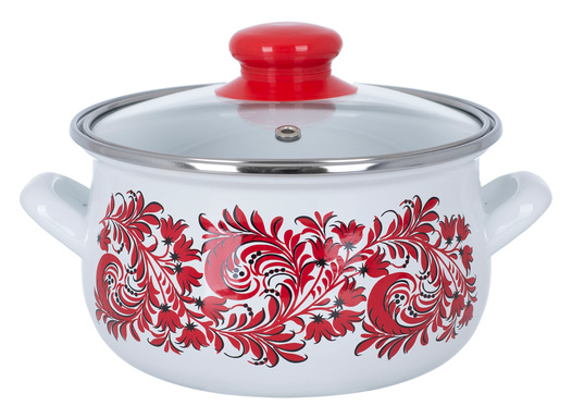 Каструля емальована Infinity Red Flowers 4.8л, індукційна