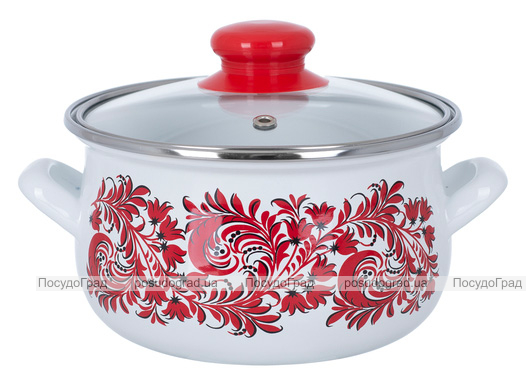Каструля емальована Infinity Red Flowers 4.8л, індукційна