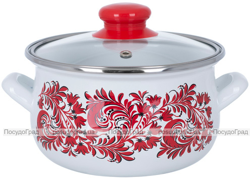 Каструля емальована Infinity Red Flowers 6л, індукційна