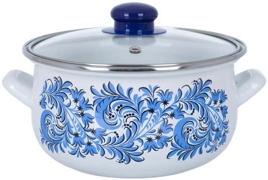 Каструля емальована Infinity Blue Flowers 6л, індукційна