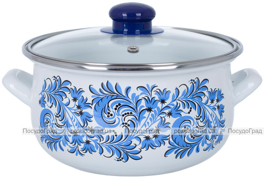 Каструля емальована Infinity Blue Flowers 6л, індукційна