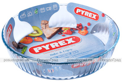 Форма для запікання Pyrex Bake&Enjoy Ø26х6см, жароміцне скло, рифлена